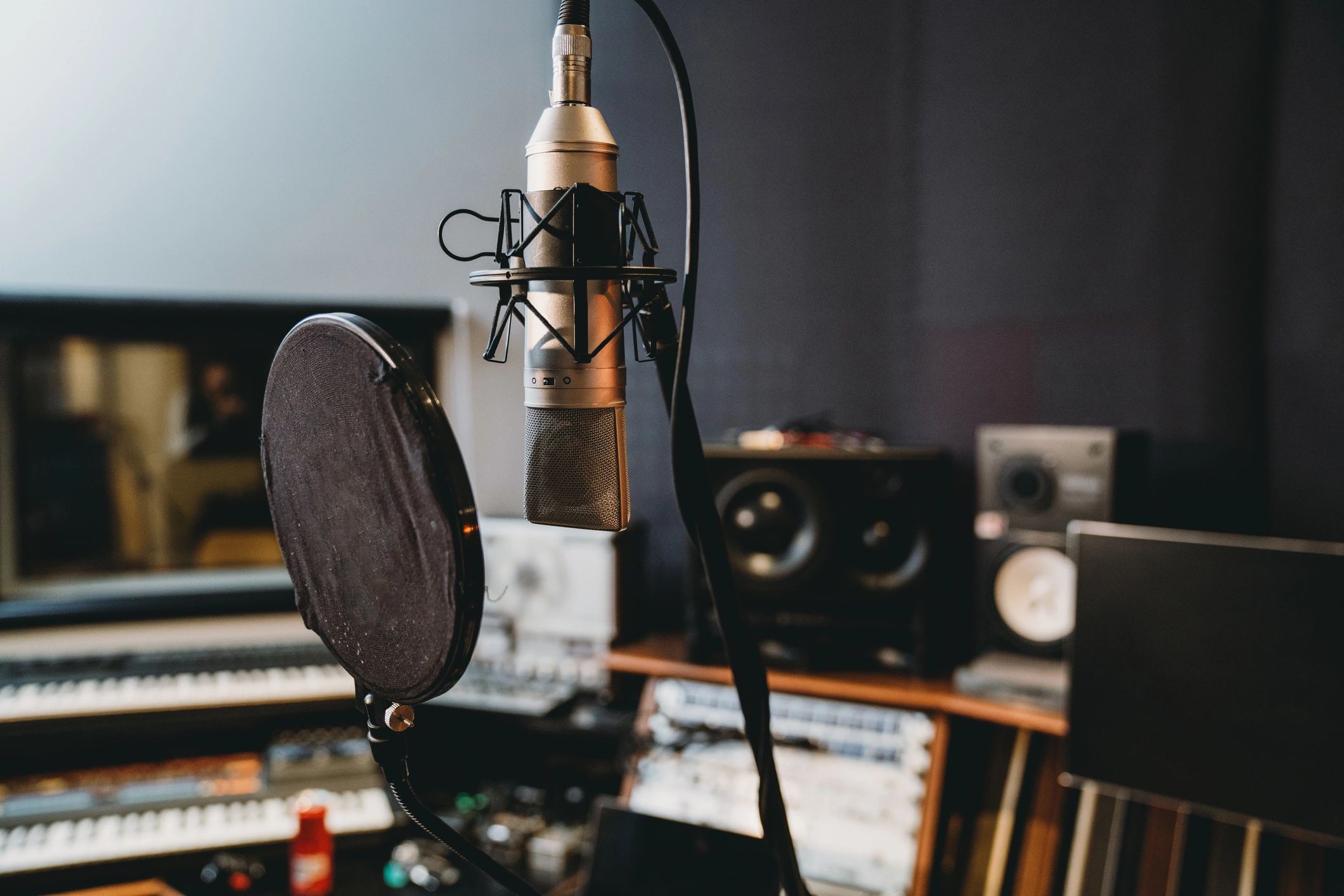 Close-up of a studio microphone