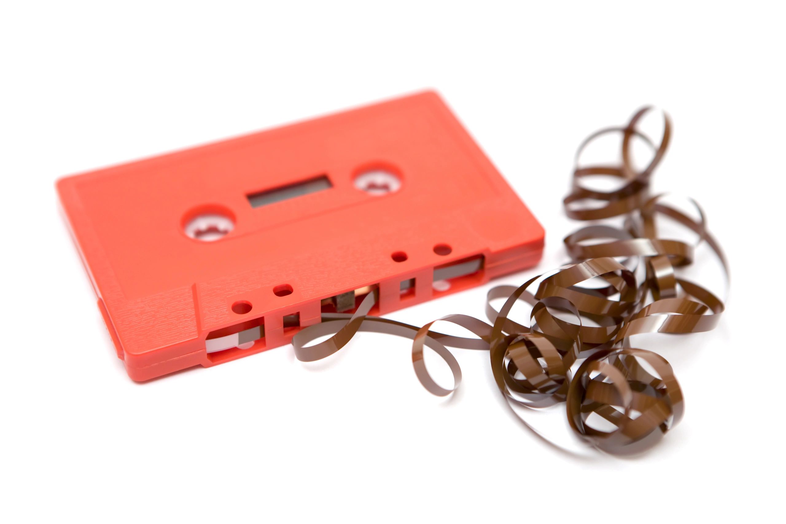 Old red audio cassette