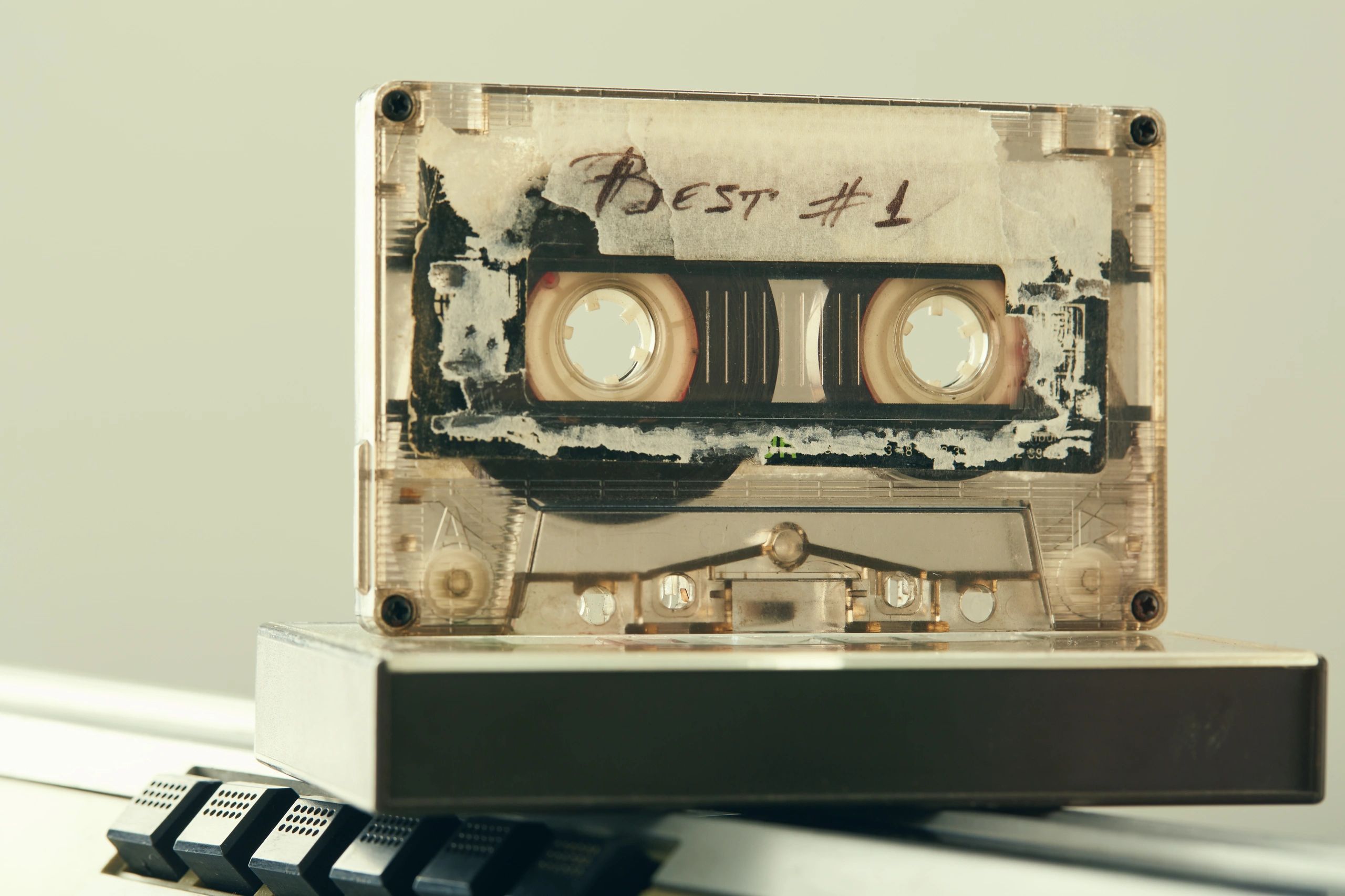 Cassette tape in a retro cassette player